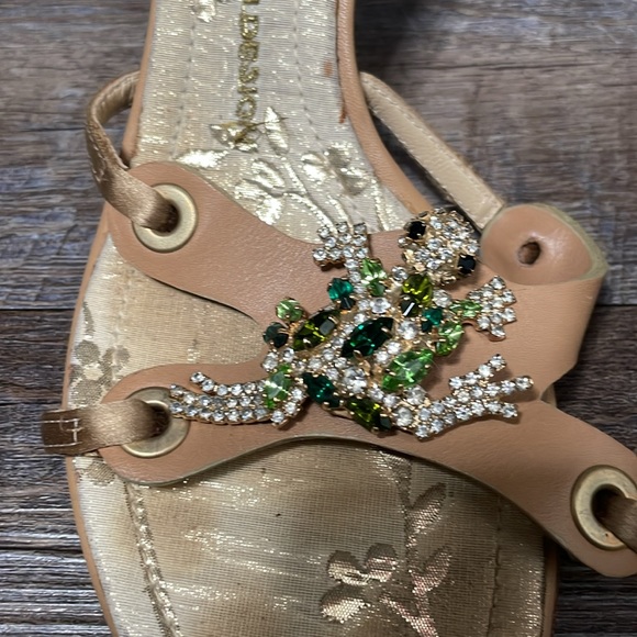 Vintage Giuseppe Zanotti design jeweled frog leather wooden kitten heels - Picture 3 of 9